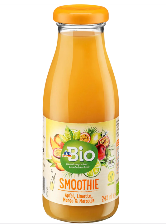 dmBio Organic Smoothie, Apple, Lime, Mango & Passion Fruit, 245 ml