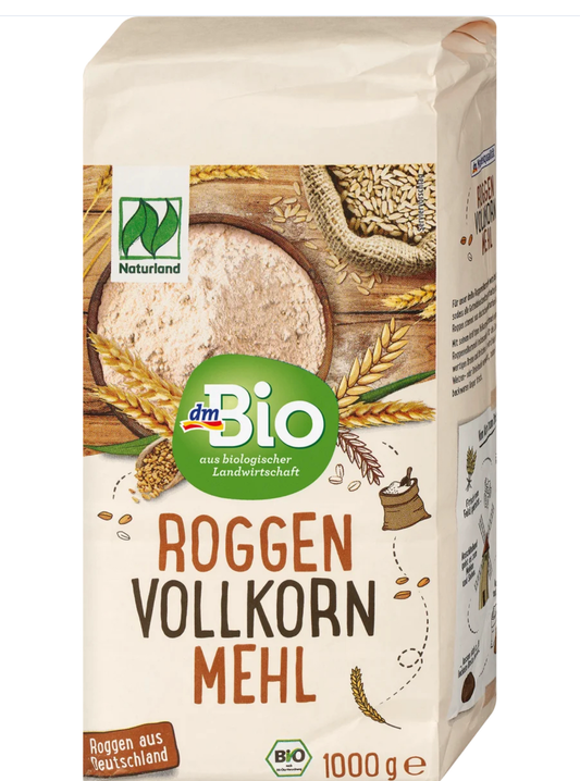dmBio Organic Rye Flour, Whole Grain, 1,000 g